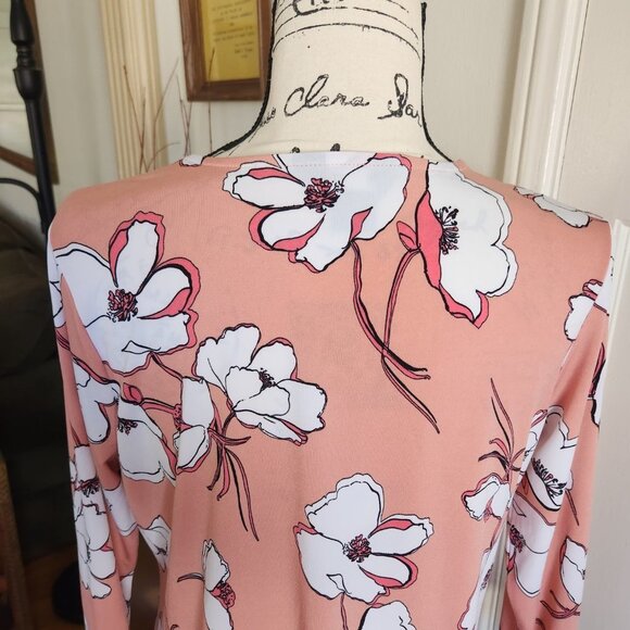Liz Clairborn Career Pink Floral Blouse Sz PM - Picture 6 of 9
